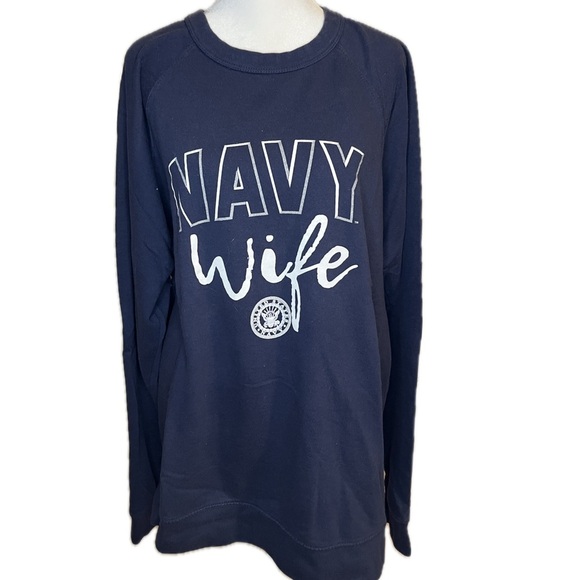 Soffe Navy Blue “Navy Wife” Graphic Pullover Sweatshirt 2XL - Picture 2 of 3